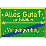 vanva Alles Gute zur Scheidung Ortsschild Geschenk Scheidung Schild 30x20 cm Nach Der Scheidung Scheidungsberater Für Männer Grün