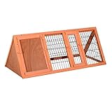 Maße: 118 x 50 x 45cm(LxBxH) PawHut Hasenstall Hasenkäfig Kaninchenstall Kleintierstall mit Freigehege Hasen Auslauf dreieckig