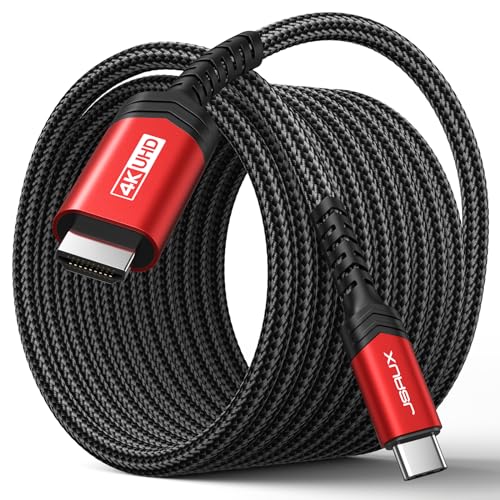 Image of JSAUX USB C to HDMI Cable 13ft | 4K@60Hz USB 3.1 Type C to HDMI 2.0 Cord, Compatible with Thunderbolt 3 /4, iPhone 17 /Pro /Pro Max,16 /Pro /Pro Max, MacBook Pro /Air, Galaxy S8 to S24, iPad Pro,iMac-Red