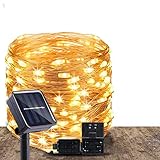 Lichterkette Außen Solar + AAA Batterie GoKlug 2020 Solar LED Lichterkette 200 LED 20m Lichterkette Wasserdicht IP65, Solarlichterkette für Gärten, Häuser, Tanzen, Weihnachten, Beleuchtung Balkon Deko