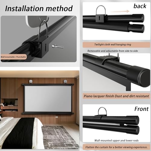 Pantalla manual para proyector 60" 16:9 blanca miniatura 2