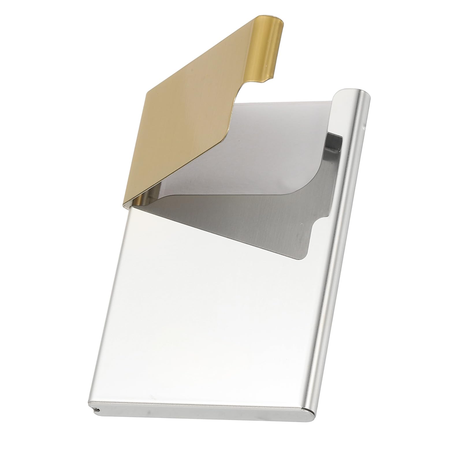 PATIKIL Metal Business Card Holder, Professional Name Card Holder Business Card Pocket Case for Men & Women Office Credit ID Organization, Bright Silver/Gold