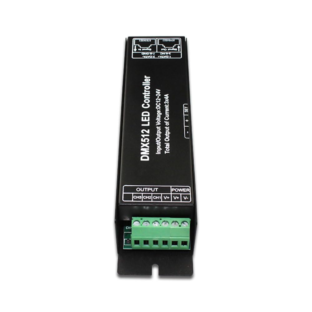 Decoder DMX512 A 12 Canali – 60A PWM Per LED RGB, DC5V-24V, 256 Livelli Di Grigio, Con Cavo DMX