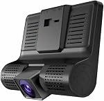 1080P Full HD Dash Cam with 32GB SD Card, 4 inch Screen, 3 Cameras,170 Wide-Angle Front Camera, Night Vision, WDR, Accident Lock, Loop Recording, Parking Monitor, Motion Detection, Black