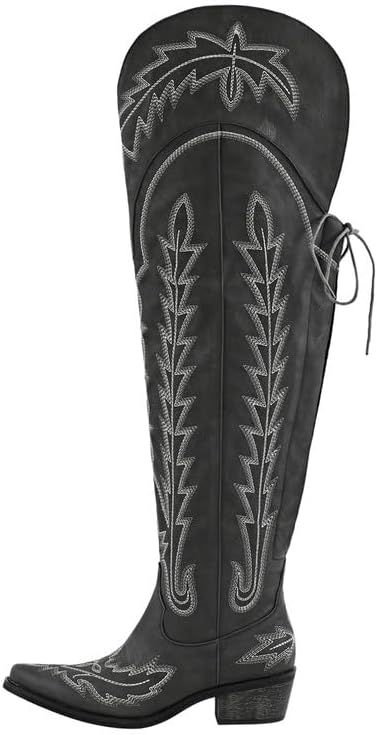 sexytag Women's Cowgirl Boots - Embroidered Thigh High Style