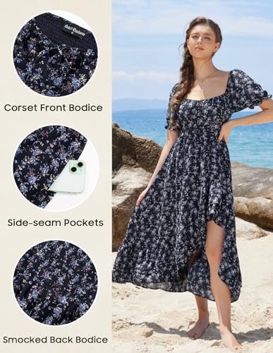 Image of Scarlet Darkness Corset Dresses for Women Summer 2026 Floral Wedding Guest Chiffon Sundress
