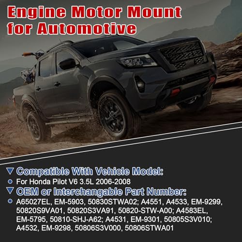 5PCS Engine Motor & Transmission Mount Compatible with Honda Pilot V6 3.5L 2006-2008, Replaces 50830STWA02 50820S9VA01 50810-SHJ-A62 50805S3V010 50806S3V000, Reduces Vibration & Noise by keuyyap - Used condition - Image 3
