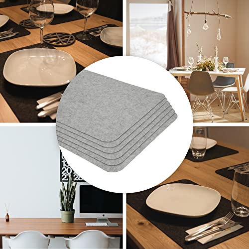 Rubberneck Premium Felt Placemats, Washable and Non-Slip, Set of 6 Placemats, Table Mats, Coasters, 45 x 32 cm, Light Grey - Image 4