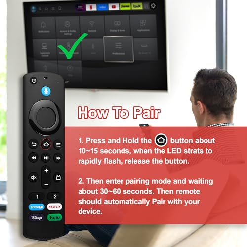 Controle remoto de voz de substituição (3ª geração Pro) adequado para Smart TVs Fire AMZ, TV Stick,