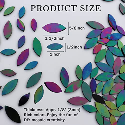 Litmind 120 Pieces Iridescent Glass Petal Mosaic Tiles For Crafts, Precut Stained Glass Black Leaves Kit, Rainbow Flowers Leaf Glass Mosaic Making Supplies #TOP3