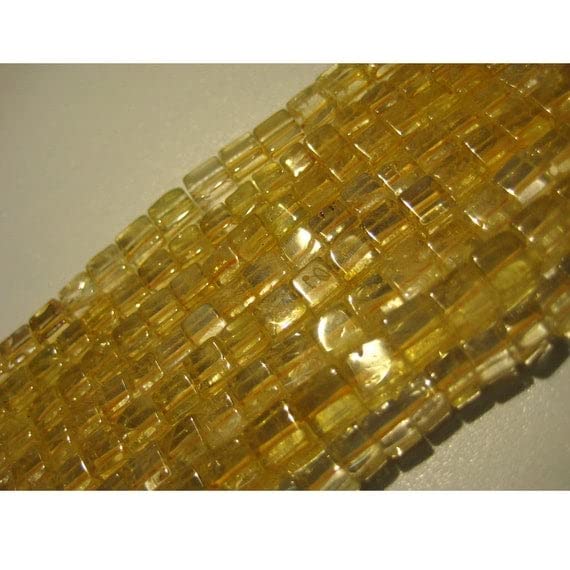 LKBEADS Kwarc cytrynowy - sznurek kwarc cytrynowy gładki kształt pudełka - około 6 mm - 20 cm