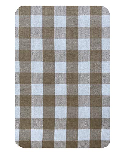 Newbridge Buffalo Check Rustic Indoor/Outdoor Cotton Placemats - Cottage Style Farmhouse Gingham Check Pattern Heavy Weight Cotton Weave Reversible Placemats - Set Of 4 Placemats, Taupe #TOP3