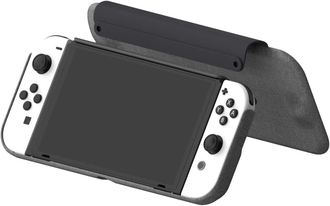 GENKI Force Field OLED - Dual Magnetic Flip Case for Switch OLED, Protective Vegan Leather Exterior with Built-in Ergonomic Grips