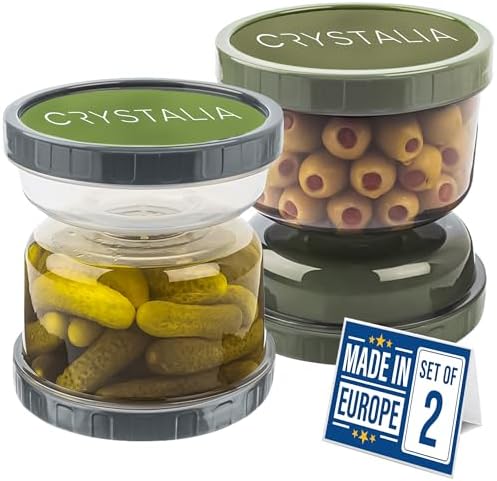 CRYSTALIA Anti-Fuite Pot Cornichon Retournable, 1000ml, Lot de 2 ...