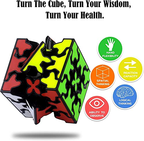 Image of D ETERNAL QiYi Gear 3x3 (Tiled) Black Speed Magic Cube Puzzle Twist Puzzle Toy (3 Layer Gear Cube)