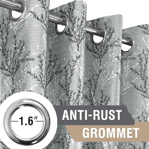 Image of Cortina Polyester 75% Blackout Curtains Set of 2 Floral Print | Grommet Eyelet Window Curtains for Living Room, Bedroom & Kids Room | Light Filtering Drapes for Privacy (White & Green, 7 FT)