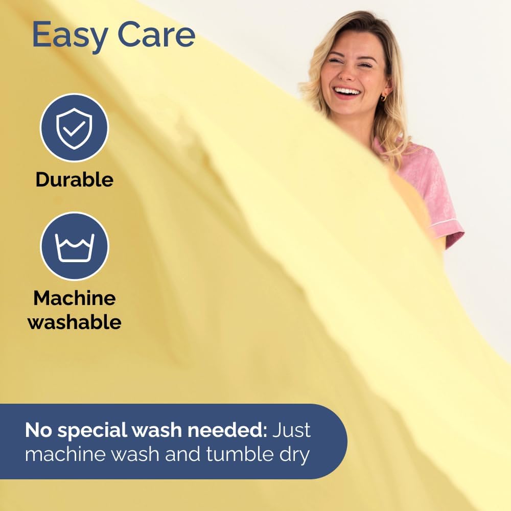 Wrap Around Dust Ruffle Bed Skirt + 2 Pillowcases Bundle - Yellow - for Full Size Beds with 21 Inch Drop - Elastic Strap and Adjustable Pleated Bedskirt - Wrinkle Free - for Women, Men, Kids & Teens