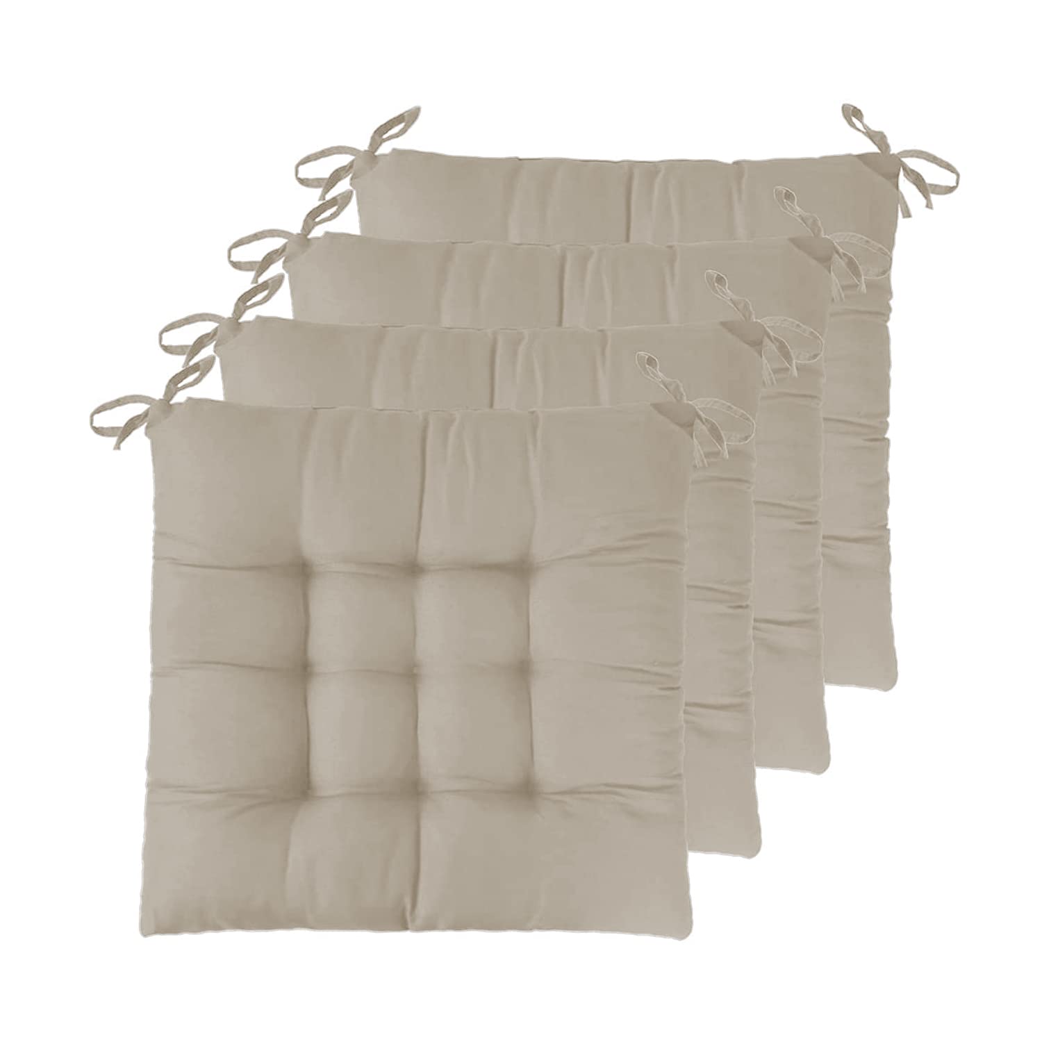 6 X Cojines para Sillas de Exterior e Interior Reversibles 40 x 40 x 5cm, Cojines de Silla Asiento Tumbonas Patio Terraza Exterior Acolchado Almohadilla (Pack 6, Beige)