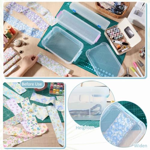 Image of Tioncy 4 Pcs 10 x 7 x 3 in Fabric Strip Case Jelly Cotton Fabric Patchwork Roll Storage Case Bulletin Board Border Bolt Storage Sewing Cloth Box for Cloth Strips Art Craft Organizer (Turquoise)