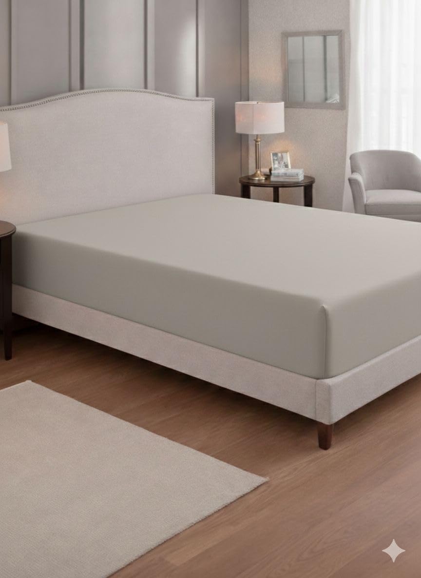 Knights Bridge Silver Premium Fitted Sheet With Extra Deep 40 Cm Pocket, Brushed Microfibre, Ultrasoft Hypoallergenic, Fade Resistant (, King)
