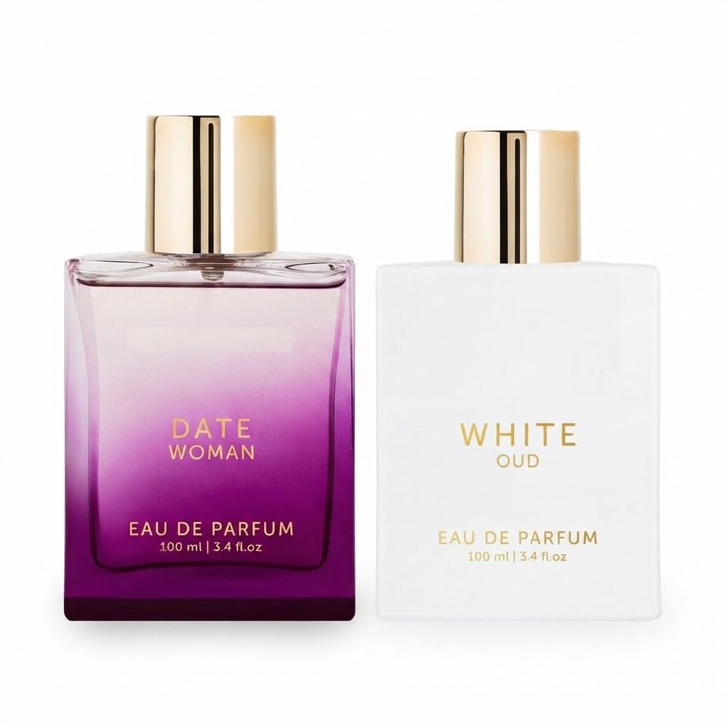 Luxury Date&White Oud Perfume 100ml Each | Eau de Parfum Fragrance Spray | Długotrwałe Premium Scent for Women & Men | Codzienne Noszenie | Elegancki Zestaw Prezentowy Perfumy | Opakowanie 2