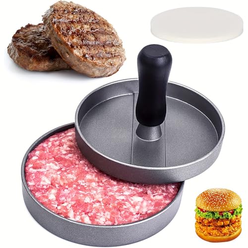 katmerio Presse à hamburger en acier inoxydable - 11,9 cm - Presse à hamburger - Presse à hamburger avec poignée ABS - Antiadhésive