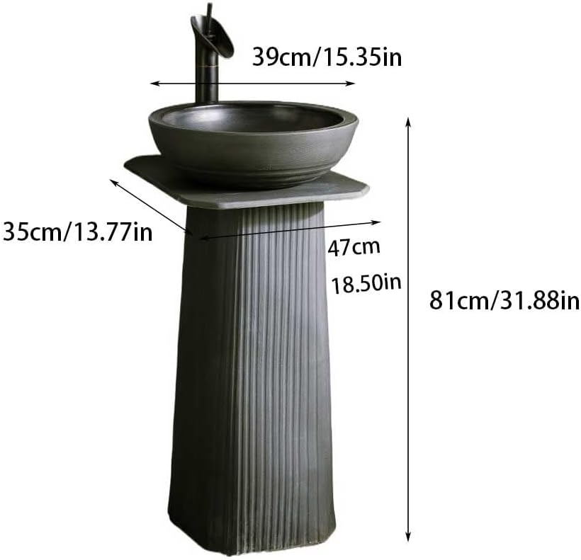 Bathroom Countertop Vessel Sink Pedestal Sink Outdoor Floor-standing Wash Basin Garden Pedestal Sink Vanity