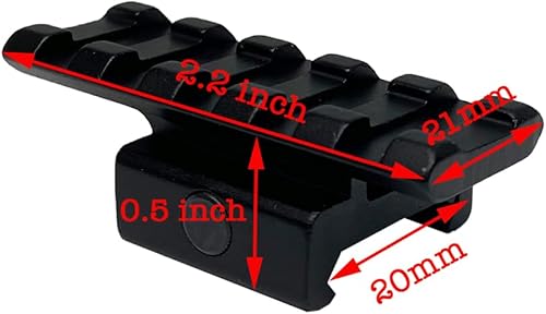 Miniatura 3 de MT050-5 - Soporte elevador Picatinny de perfil bajo con 5 ranuras de 0.5 pulgadas, montaje elevador de riel transparente para puntos rojos, visores,