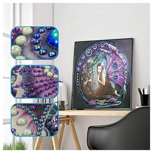 Awesocrafts 5D diamantmålningssats för vuxna och barn, motiv: Fjäril, fe tjej, trollslända, delborr, gör-det-själv, diamantkonst, broderi målning med siffror med diamanter (älva)