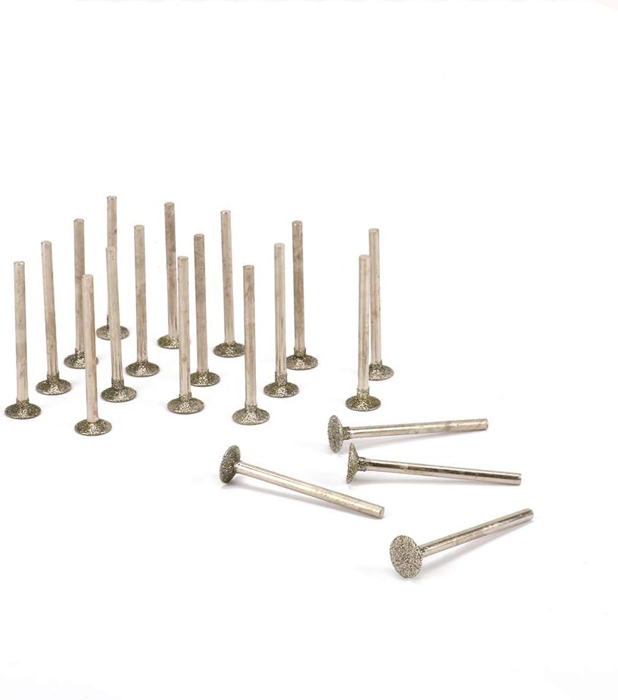 20Pcs 1/4”(6mm) Shank Diamond Grinding Head/Diamond Coated Nail Type Head Rotary Grinding Burrs/Grinding Head Rotary Tools For Abrasive 60#Grit