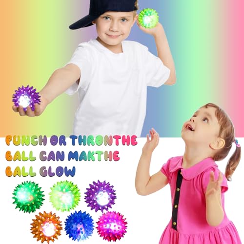 12 Stück Flummies-Igelball für Kindergeburtstag - LED-Leuchtball Jump Ball, Leuchtspielzeug als Kleine Gastgeschenke