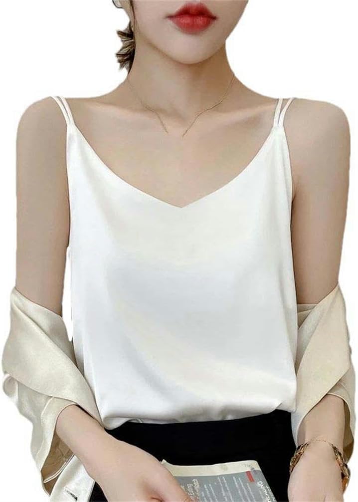 Backless top Women's Flat T-Shirt Casual Camisole Sleeveless V-Neck Pullover Vest Summer T-Shirt Solid Color Outdoor