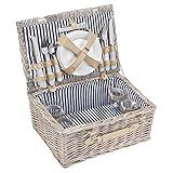 anndora Picknickkorb 4 Personen Weidenkorb Beige mit Zubehör 21 Teilig