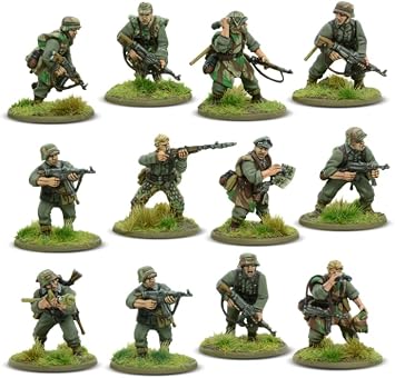 Wargames Delivered - Warlord Games Bolt Action Introductory Set - 12 28mm Miniatures of German Grenadiers & US Rangers, Farmhouse Scenery, Token, Dices, Guide, Gaming Mat - Action Figure Mode Kit