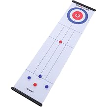 Compact Tabletop Curling Game for 2 Kids, Roll Up Large Mat for Realistic Indoor Fun, Family Curling Game, for Home Outdoor Play