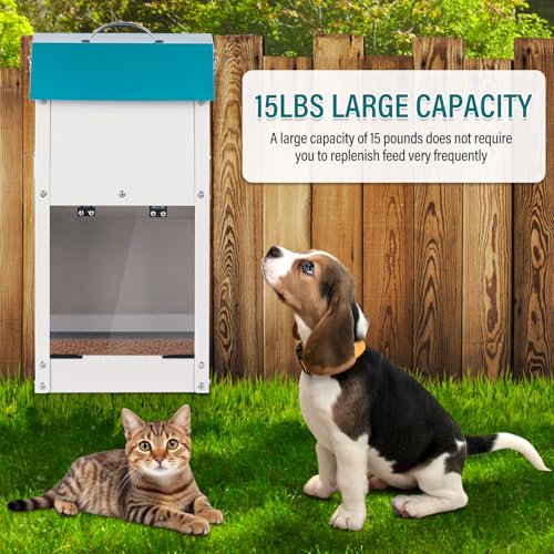 Automatic Dog Feeder Outdoor Galvanized Dog Food Dispenser 15lbs Pet Cat Feeding Station Metal Gravity Feeder for Puppy, Dog, Cat - Image 6