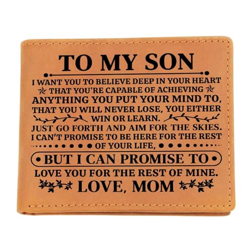 FG Mall To My Son From Mom and Dad, Mother and Son Wallet, Birthday Gift For Graduation Present (Standard Box, Promise Black)