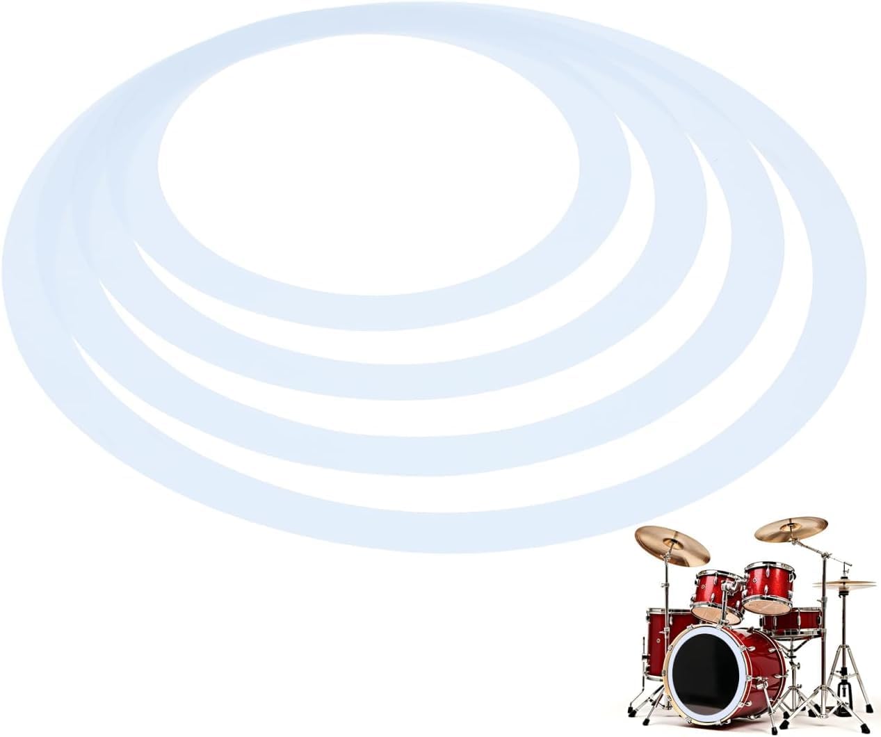 DOITOOL Drum Mute Rings Set 10 Inch 12 Inch 14 16 Dampening Rings for Drum Kit Practice Pc Film Snare Muffler Accessories Portable Kit Parts for Sound Control