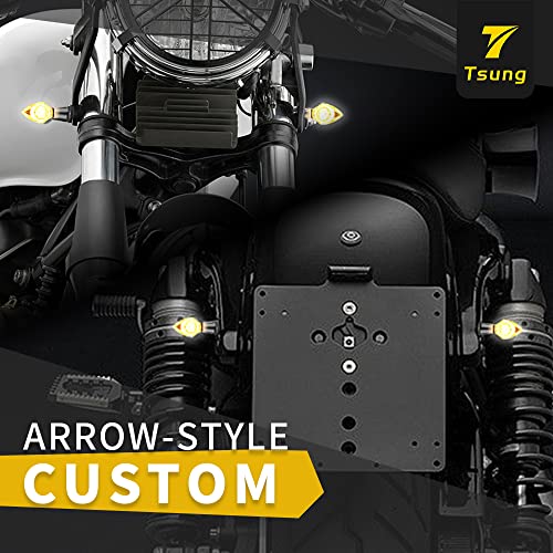 Tsung Motorcycle Metal Turn Signals Led Mini Blinkers Universal Micro Indicator Lights Small Front Rear Fits Cafe Racer Chopper Bobber Street Bike Cruiser (Chrome-Clear Lens) #TOP1