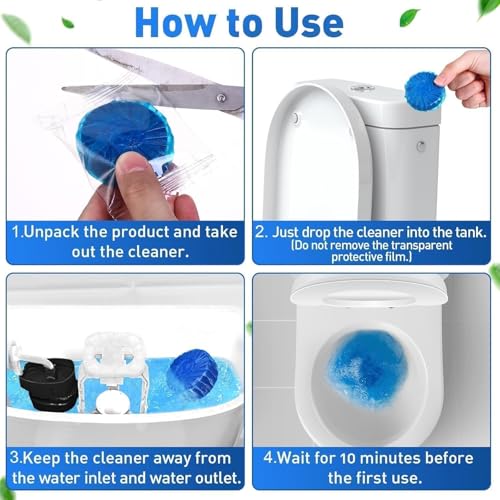 Image of Toilet Cleaning Tablets, Automatic Toilet Tank Freshener, Slow Dissolving Toilet Bowl Cleaner with Fresh Fragrance, Helps Reduce Odors & Buildup, Pack of 10