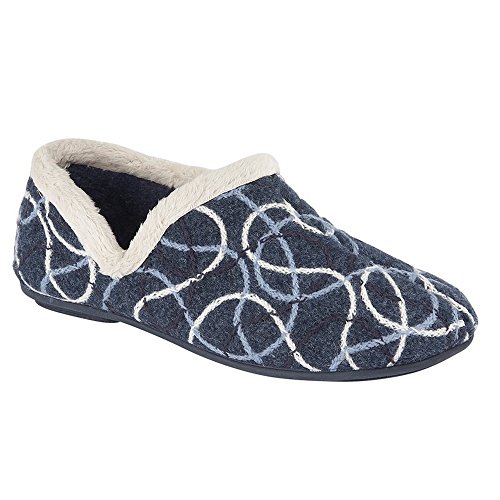Sleepers Womens/Ladies Karen Knitted Patterned V Sided Slippers (3 UK) (Blue)