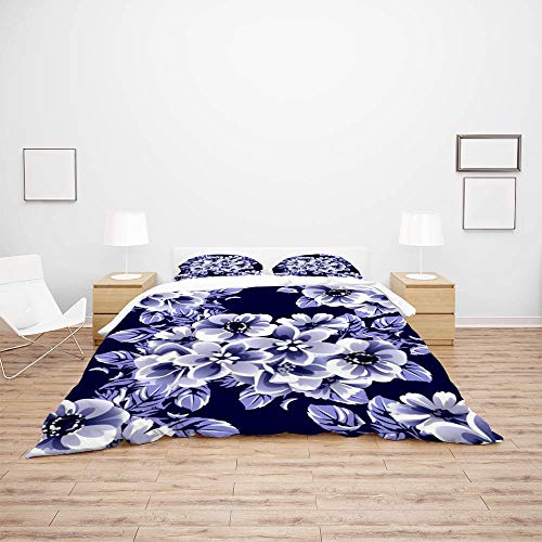 Parure de lit 3 pièces fleurs housse de couette polyester résistant - 4