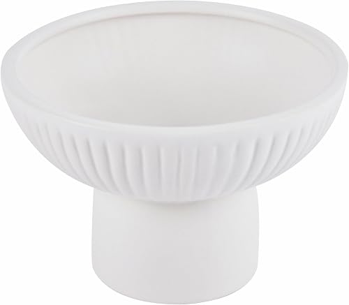 Restaurantware-Table Art Flower Vase, 1 Pedestal Decorative Vase - Minimalist, Modern, White Ceramic Piece, Use Fresh Or Artificial Flowers, for Kitchen, Home, Living Room, Office, and More