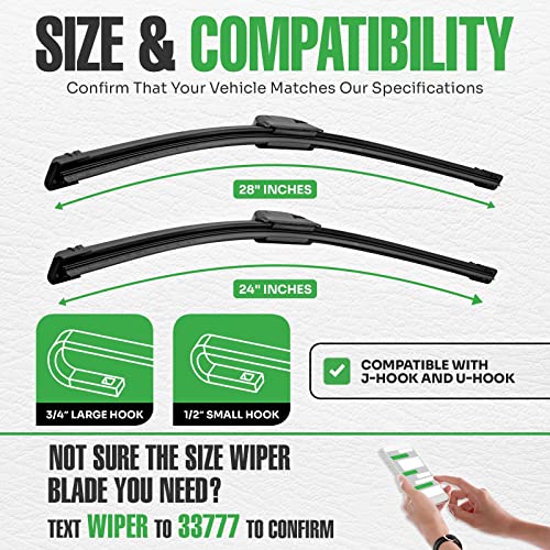 Lebogner Wiper Blades 28 Inch + 24 Inch Pack Of 2 All-Seasons Automotive Replacement Windshield Wiper Blades For My Car, Stable And Quiet Silicone Beam Blade Compatible With U/J Hook, Easy To Install #TOP3