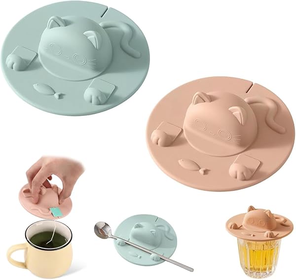WERIGONI coperchi silicone con gatto, 10 cm, 2 pezzi