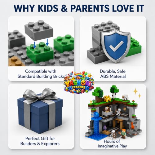 Image of Yashoni Building Blocks Toy Set for Kids | DIY STEM Construction Bricks with Mini Figures, Creative Models & Educational Play Set| Blocks Game (557, The Cave Mine)