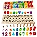 Sendida Kids Wood Sorting Puzzles Toys Shape Sorter Number and Math Stacking Blocks Toddlers Learning Toys Gift, Montessori Toys for Toddlers, Preschool Teaching, Early Education Toy