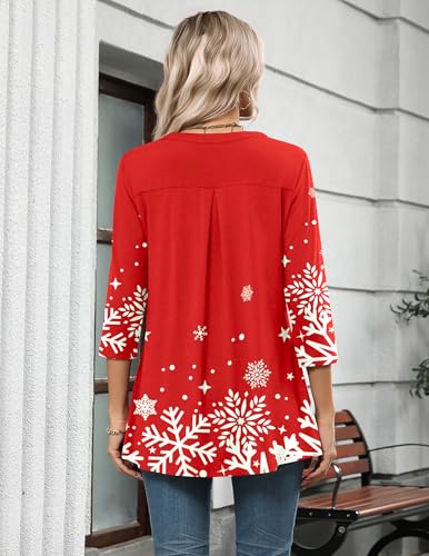 Image of Zeagoo Womens 3 /4 Length Sleeve Tops V Neck Tunic Dressy Casual Blouse