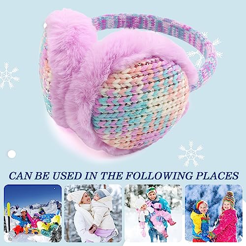 PESAAT Winter EarMuffs for Kids Outdoor Boys Knitted Ear Cover Plush Toddler Girls Ear Warmer 3-8 Years 5