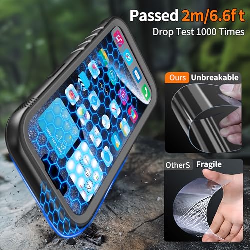 Image of Cozycase for iPhone 15 Waterproof Shockproof Case Cover - 360 Full Body /Military Grade /Protective /Rugged 【8FT Drop Proof】 Built in Screen /Camera Protector with Lanyard Black